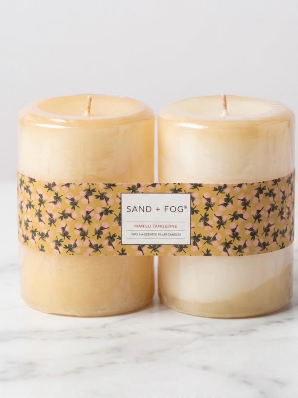 Sand + Fog Mango Tangerine Scented 3x4 Pillar Candles (Set of 2) – NWT